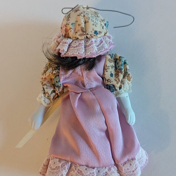 Vintage 1984 Ornament Kurt Adler 6" Porcelain Doll Floral Christmas Tree Holiday - Picture 5 of 5